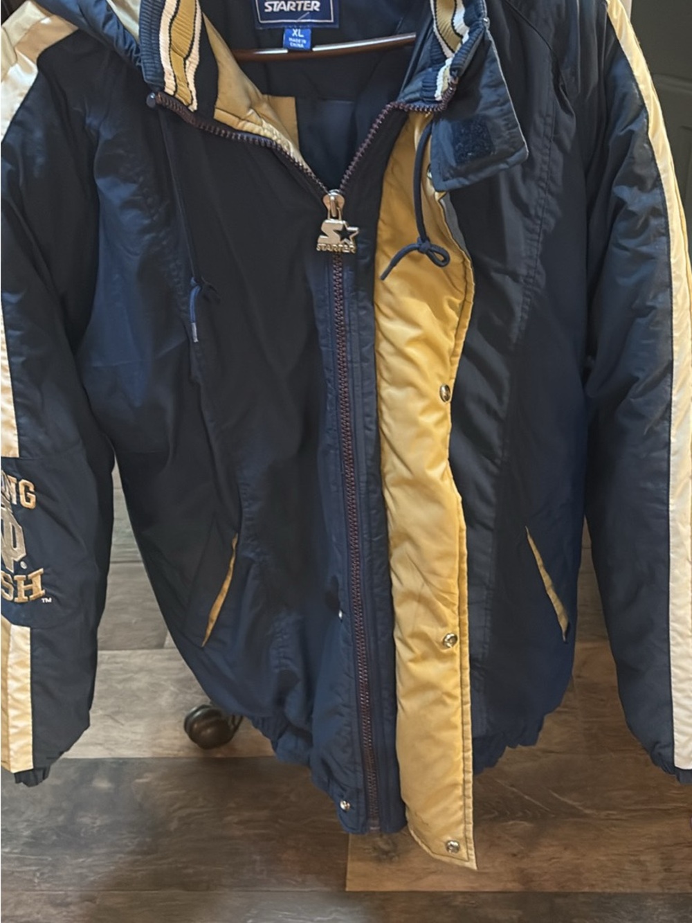 STARTER Navy and Yellow Hooded Jacket-Fighting Irish-Notre Dame